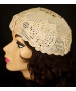 Vintage Crocheted Cream Bridal Helmet Cloche Cap - $69.35 CAD