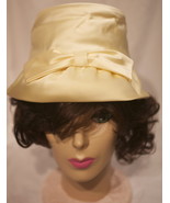 Vintage Off White Beige Satin Sateen Bridal Wedding Bucket Hat With Front Bow - $39.99