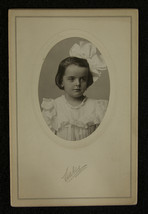 Vintage Young Girl with Large White Bow Studio Photograph, Early 20th Ce... - $9.99