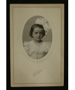 Vintage Young Girl with Large White Bow Studio Photograph, Early 20th Ce... - $9.99