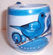TONALA MEXICAN BLUE BIRD POTTERY COFFEE ART DECOR MUG - $55.19
