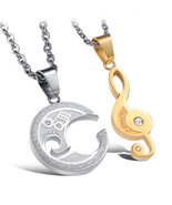 2PCS Music Shape Necklace, Couple Necklace, Couples Necklace, Titanium Necklace - $19.99