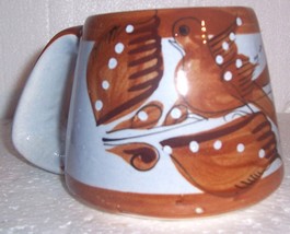 Tonala Mexican Brown Bird Pottery Coffee Art Decor Mug - £43.61 GBP