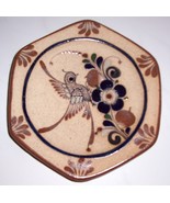 TONALA MEXICAN ORNATE BIRD ART POTTERY DISPLAY PLATE - $64.89