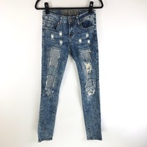 VIP Womens Jeans Skinny Distressed Acid Wash Stretch Size 1/2 - £11.55 GBP