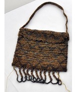 ANTIQUE BEADED BAG FRINGE SILK BRIDE DOLL COIN PURSE TINY EVENING CLUTCH as is! - £35.97 GBP