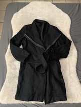 Calvin Klein Womens Black Wool Blend Belted Coat Size 16 Jacket - $58.77