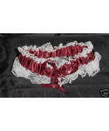 Burgundy Satin And Lace Garter - New - £4.61 GBP