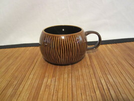 2013 Starbucks Coconut Brown Tiki Style Striped Coffee Mug Tea Cup 12 oz... - $281.37 MXN