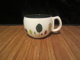2007 Starbucks Coffee Mug Tea Cup White with Leaves Leaf  Fall Autumn 9 oz Round - £11.79 GBP