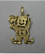 10K Yellow Gold Circus Clown Jester Pendant Diamond Cut 1.3 g Child&#39;s &#39;F... - $39.99