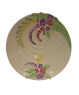 Wade Heath Cream Bowl Raised Flowers Leaves Green Purple Yellow Mauve Swirl - £11.28 GBP