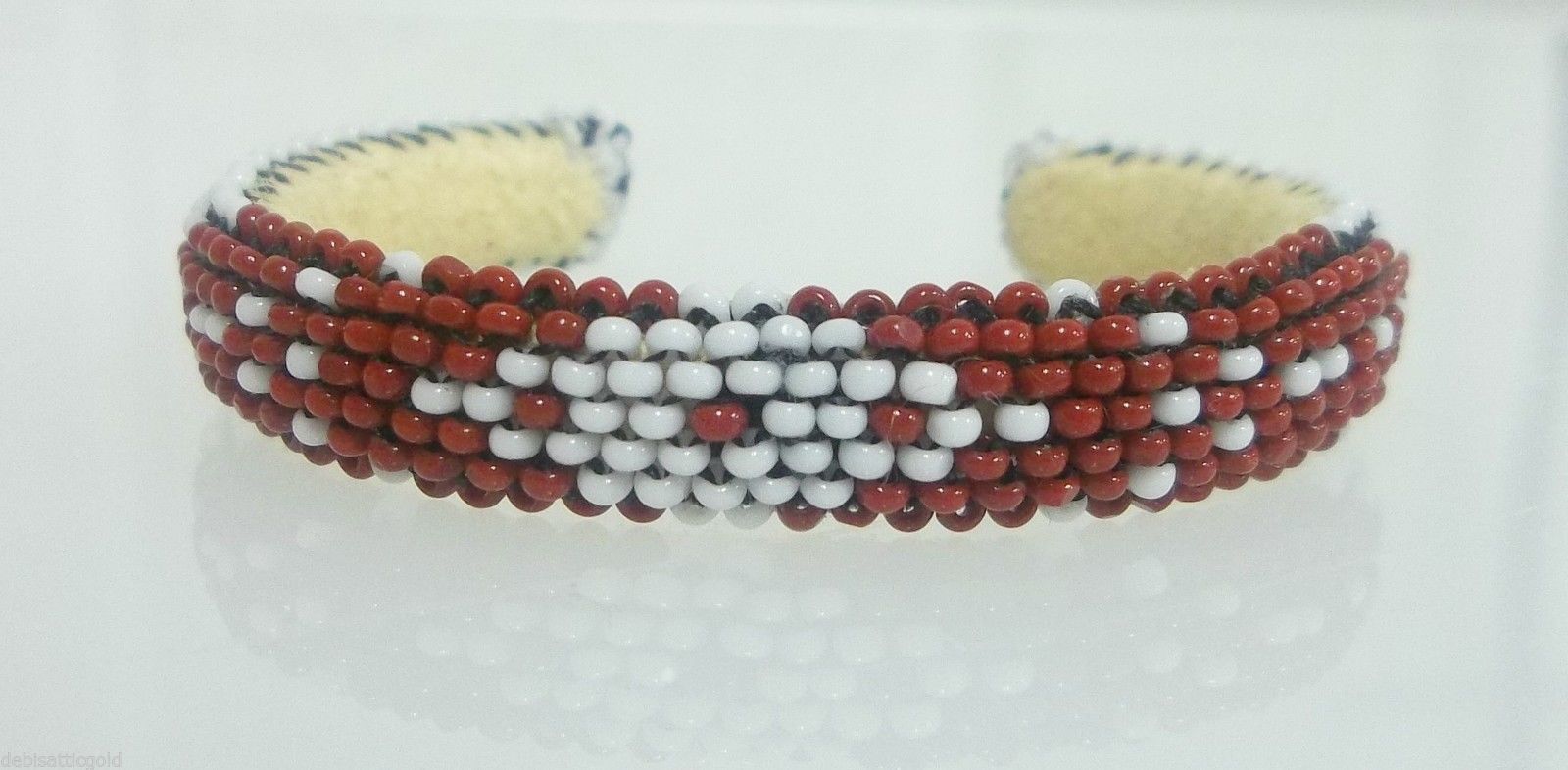 Native American Cut Glass Beaded Handmade Cuff Baby Bracelet OU Colors Gods Eye - $39.99