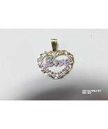 14k Yellow White Gold Diamond LOVE Heart Scroll Pendant .8g Mark Anthony Ma - $761.39 MXN