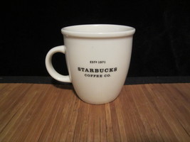 2002 Starbucks White with Black Abbey Logo Coffee Mug Tea Cup Est 1971 12 oz - £15.73 GBP