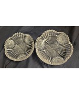 3pc Vtg Finely Cut Glass Nappy Hobstar Saw Tooth Rim American Brilliant ... - $29.12