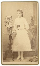 CIRCA 1880&#39;S CDV First Communion Beautiful Young Girl Kitchell Morrisania NY - £7.52 GBP