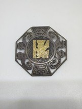 Vintage Sterling Silver 925 Inca Peruvian 18k Gold Brooch - £58.66 GBP
