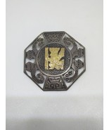 Vintage Sterling Silver 925 Inca Peruvian 18k Gold Brooch - £57.75 GBP