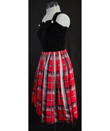Vintage Alice Junior California Black Velvet Bodice Dress &amp; Striped Sati... - $83.23 CAD