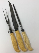 Sterling Marshall Field &amp; Co Lee Celluloid French 3 Piece Carving Set 1886 (2574 - £60.74 GBP