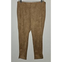 Zac &amp; Rachel Brown Faux Suede Pants XL Pull-On Elastic Waistband Cropped... - £14.17 GBP