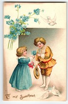 Valentines Postcard Victorian Children Doves Flowers Ellen Clapsaddle Germany - £23.51 GBP