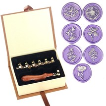 Wax Seal Stamp Set, 7Pcs Daisy Flower Plants Patter Wax Seal Stamp Kit Copper Se - £30.36 GBP