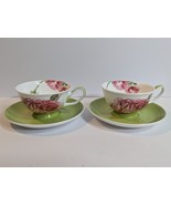 Stechcol Gracie Bone China Roses Polka Dots Set Of 2 Tea Cup And Saucer - $620.95 MXN