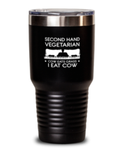 30 oz Tumbler Stainless Steel Insulated Funny Second Hand Vegetarian Cow Eats  - £23.94 GBP