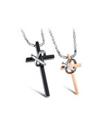 2PCS Cross Necklace, Couple Necklace, Couples Necklace, Titanium Necklace - £15.71 GBP