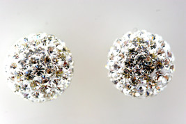 6mm 8mm 10mm 14k Yellow Gold White Sapphire Cluster Stud Earrings Push Back - £32.83 GBP