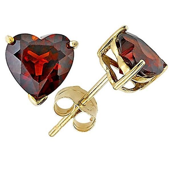 Primary image for 1.00 - 3.00 CARAT 14K YELLOW GOLD COVERED SILVER HEART GARNET STUD EARRINGS