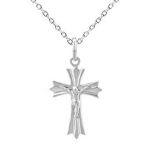 925 Sterling Silver Cross Charm Jesus Pendant Medieval Crucifix Chain Necklace  - £18.75 GBP