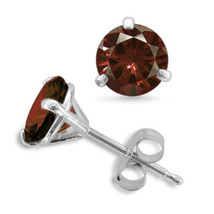 Martini Round Cut Garnet 925 Sterling Silver Stud Earrings 14k white Gold - £17.51 GBP+