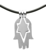 Kaballah Jewish Hamsa Charm Stainless Steel Pendant Hand of God Fatima N... - £32.36 GBP