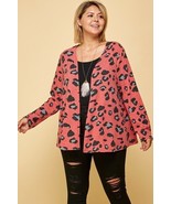 Plus Size Animal Printed Open Front Cropped Cardigan - €36,40 EUR