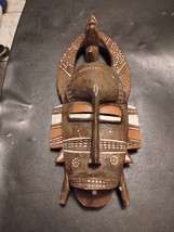 Vintage African Carved Wood Tribal Mask Origin Unknown Handcrafted Wall Decor - £109.53 GBP