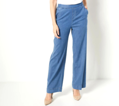 Isaac Mizrahi True Denim Chambray Pull On Jeans- Medium Indigo, TALL 14 - £22.46 GBP