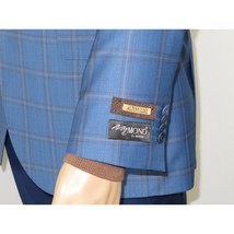 Men's Mono Turkey Sport Coat 100% Super 180s Wool 1480-01 Blue Plaid image 2
