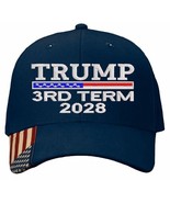 Trump Hat 3RD TERM Embroidered Hat Navy Blue Adjustable Hat w/ USA Flag ... - $26.72