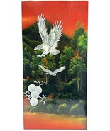 Lacquer Painting Mother Of Pearl Inlay Wood Wall Art Asian Eagle Flight ... - $176.43 CAD