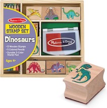 Melissa &amp; Doug Wooden Stamp Set: Dinosaurs - 8 Stamps, 5 Colored, Fsc Certified - £23.77 GBP