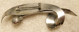 Silvertone Swirl Lapel Pin 3&quot; Statement Brooch VTG Art Deco Mid Century Modern - £11.64 GBP