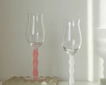 Set of 4 Handcrafted Wavy Stem Rose Wine Glasses - Retro Elegance - $116.59