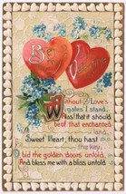 Postcard Embossed Be My Valentine Forget Me Nots Hearts - £2.36 GBP