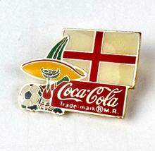 Vintage 1984 Coca-Cola Coke Soda Soccer World Cup England Enamel Lapel / Hat Pin - $19.79