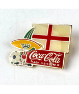 Vintage 1984 Coca-Cola Coke Soda Soccer World Cup England Enamel Lapel /... - £15.54 GBP