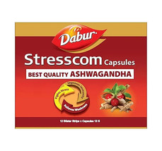 Dabur Stresscom Ashwagandha Capsules - 120 Caps (10 caps x 12 strips) - £18.59 GBP