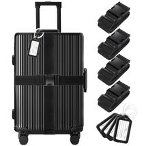 8 Pack Luggage Straps Tags Set Suitcase Belt Black 6ft TSA Approved Trav... - $16.78